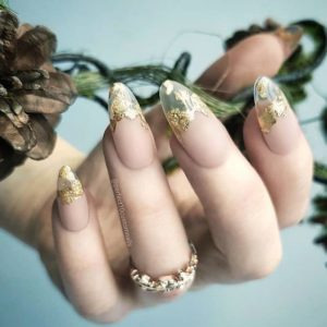 gold foil on clear nail tips