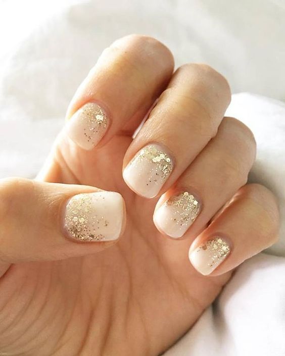 Gold glitter gradient nails