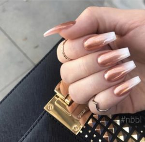 bronze ombre to white nail tips