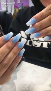 Ombre light blue coffin nails
