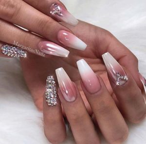 gem and sparkles on nude ombre