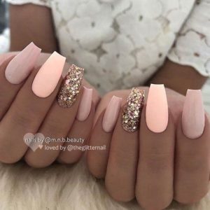 light pink and glitter nails