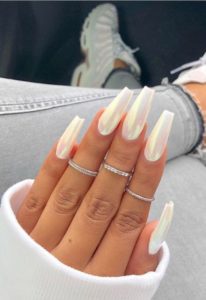 white chrome coffin nails acrylics