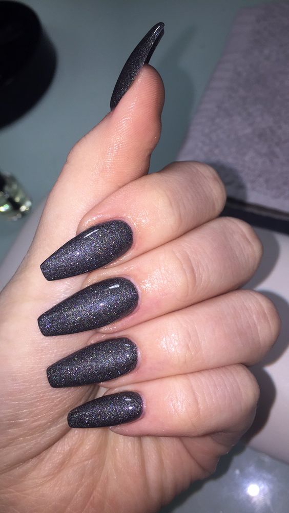 sparkly dark grey nail polish