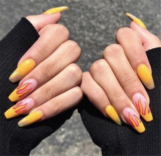 Fire designs from nail tip