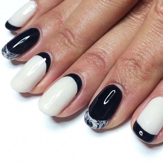 Dark edges on white nails