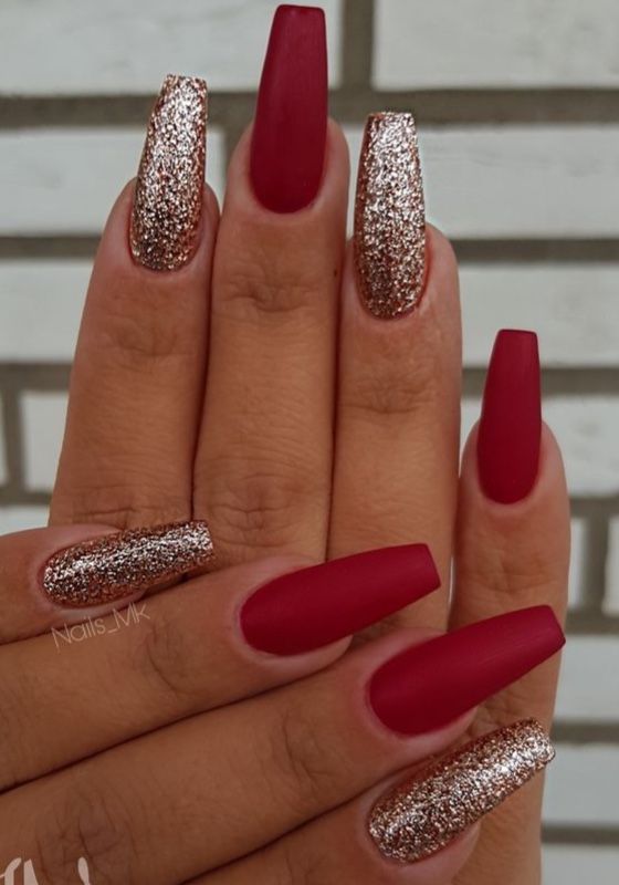 Matte red holiday christmas nails