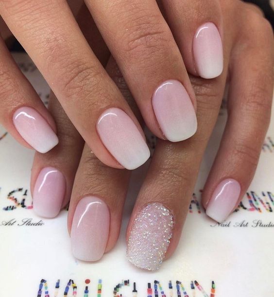 pink white ombre squoval nails