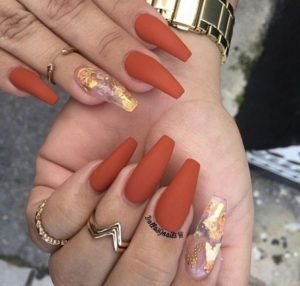 orange clear nail gold