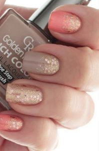 faded glitter on coral taupe