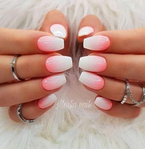 white with touch of pink ombre