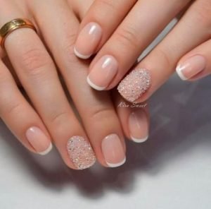white rhinestone french tip