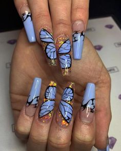blue clear butterflies coffin