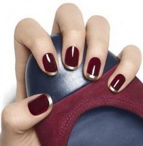 dark red chrome french tip