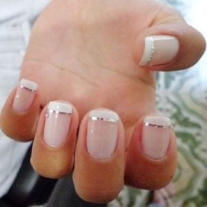 french tip metallic stripe