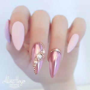 rose gold chrome nude pink