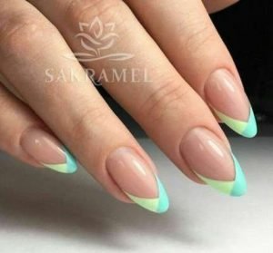 green shade tips french gel