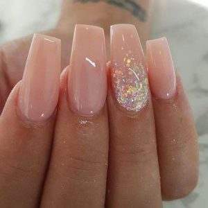 nude pink ombre glitter coffin