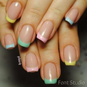 rainbow pastel french tip