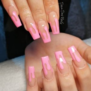 clear pink french drip