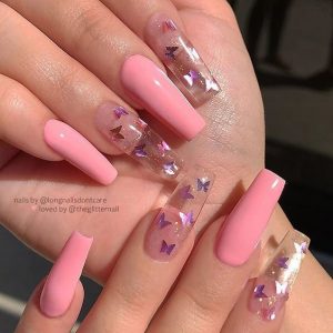 clear acrylic pink butterfly