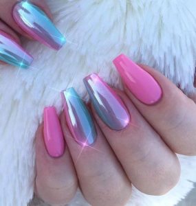 iridescent finish ombre pink