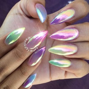iridescent on ombre nails