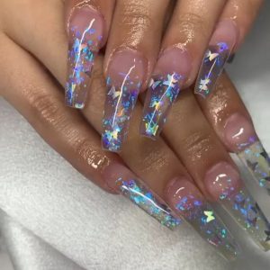 glass nails with butterflies