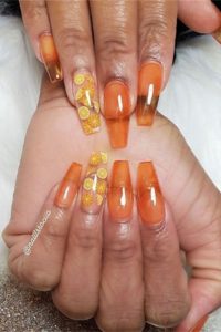 orange design jelly nail