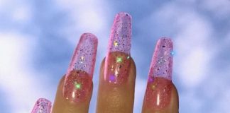 light pink glitz jelly nail
