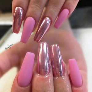 matte and chrome pink tones