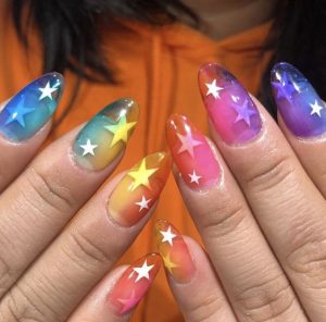 rainbow with stars jelly nails