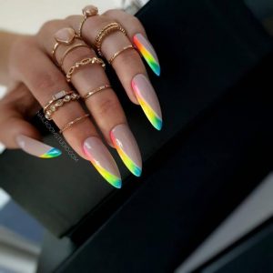 rainbow ombre stiletto acrylic