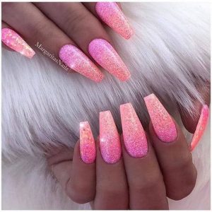 long pink coral ombre