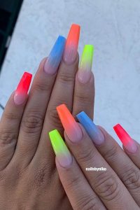 ombre neon color nails