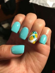 teal with pineapples