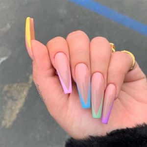 long pastel rainbow tips