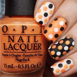 orange black polka dots