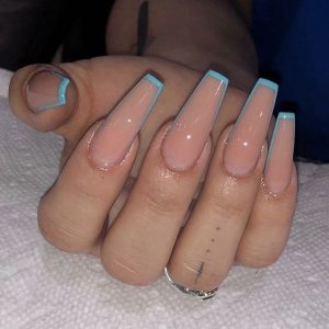 baby blue french long acrylic