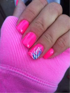 bright pink design nails