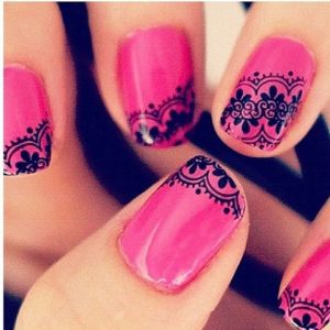 pink lace nails pattern