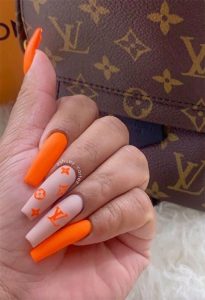 louis vuitton bright orange nails