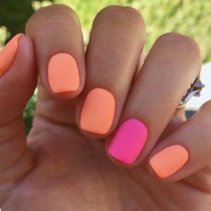 pink and orange short nails