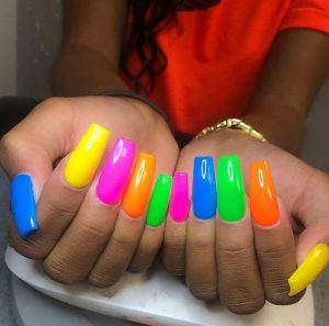 solid bright painted nails