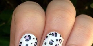 leopard printed white nail