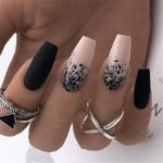 Black And Nude Acrylic Coffin Nails