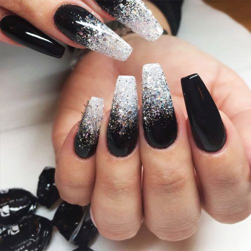 Glitter and Black Ombre Nails | My Blog