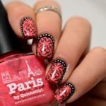 pink black short nails