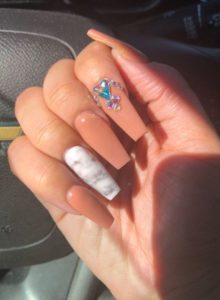 peach marble nails
