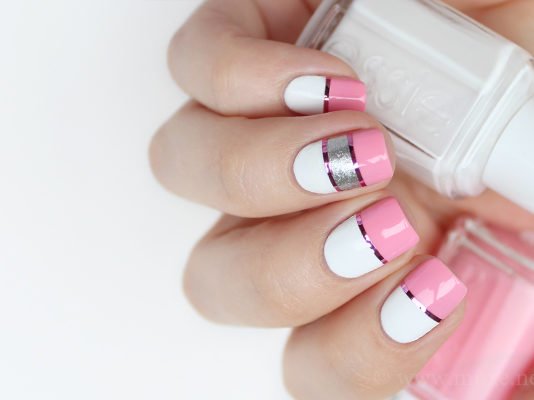 pink white nail polish